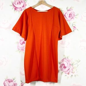 ZARA Orange Flutter Sleeves Shift Mini Dress S